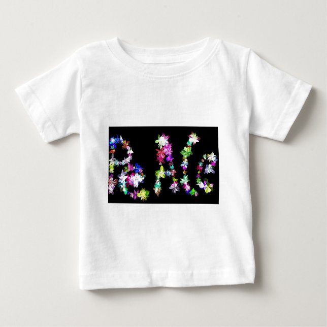 "PEACE" in Flowers Art Print Baby T-Shirt (Front)