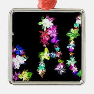 "PEACE" in Flowers Art Print Metal Ornament