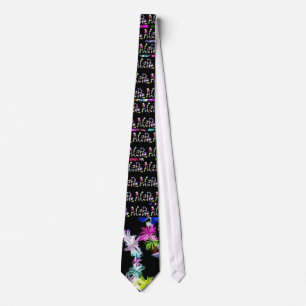 "PEACE" in Flowers Art Print Tie