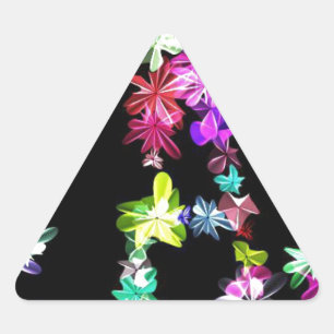 "PEACE" in Flowers Art Print Triangle Sticker