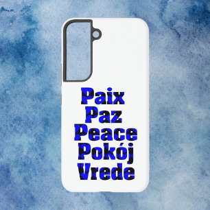 Peace in Foreign Languages Hearts Blue Black Samsung Galaxy Case
