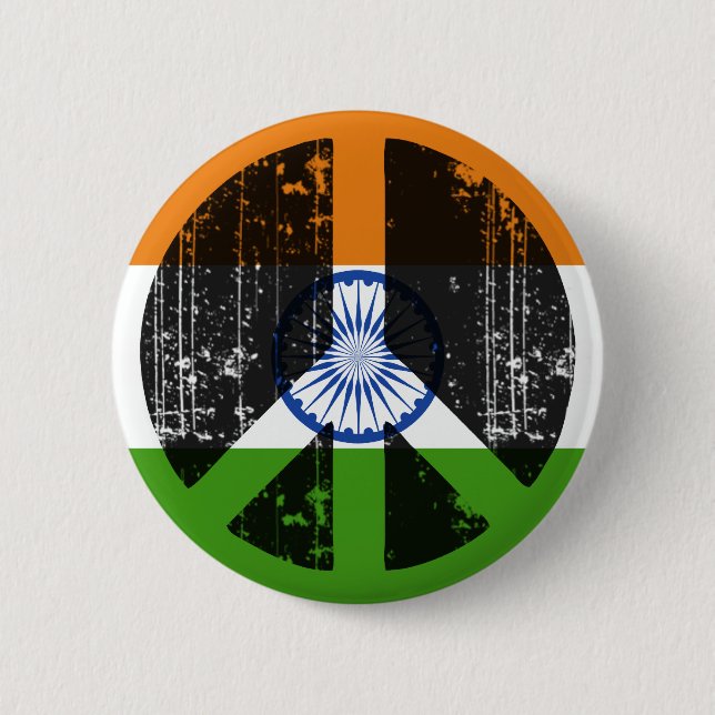 Peace In India 6 Cm Round Badge (Front)