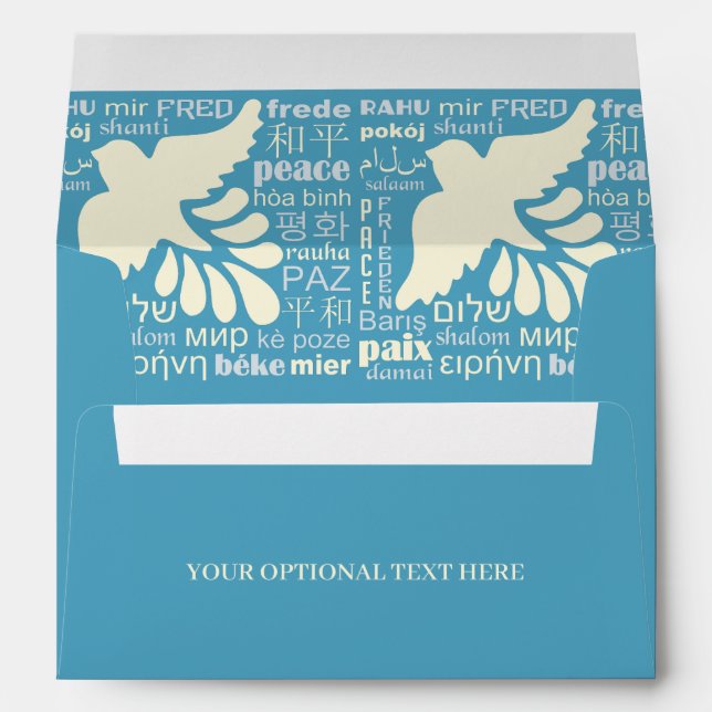 PEACE in languages custom text Envelope (Back (Bottom))
