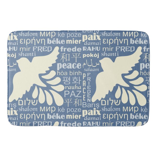 PEACE in many languages custom colour bath mats (Front)