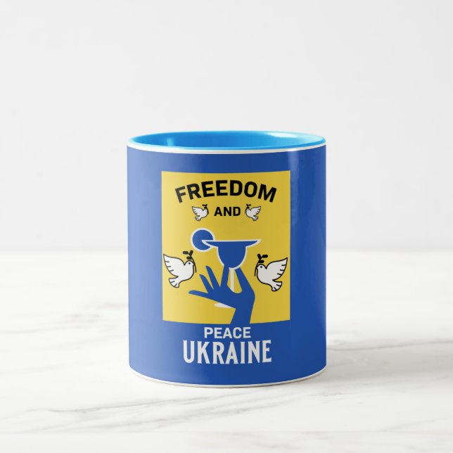 Peace In The Ukraine - Love And Support Coffee Mug (Center)