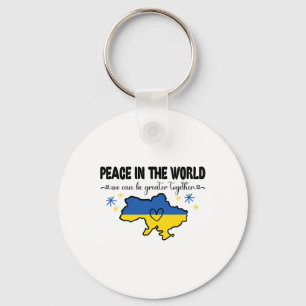Peace In The World Shirt I Stand With Ukraine Hear Key Ring