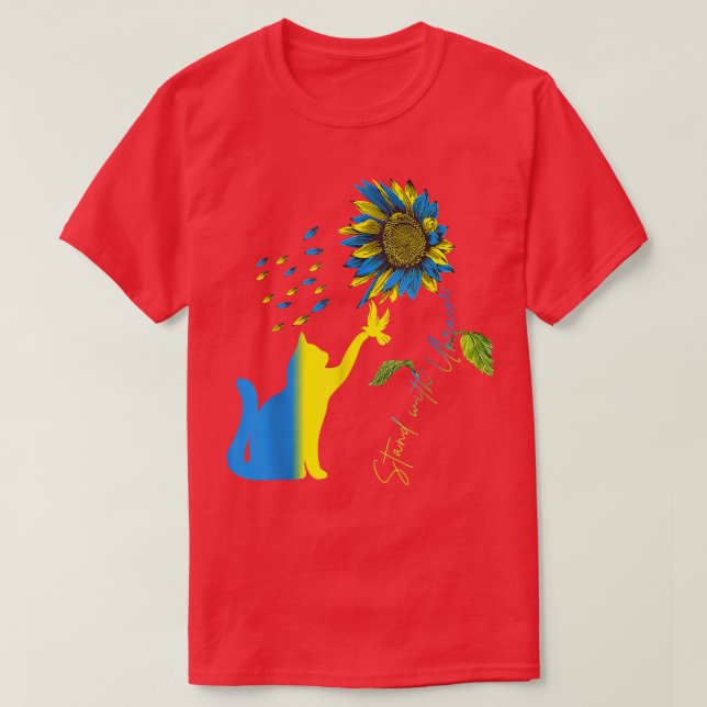 Peace in Ukraine Dove And Cat  T-Shirt (Design Front)