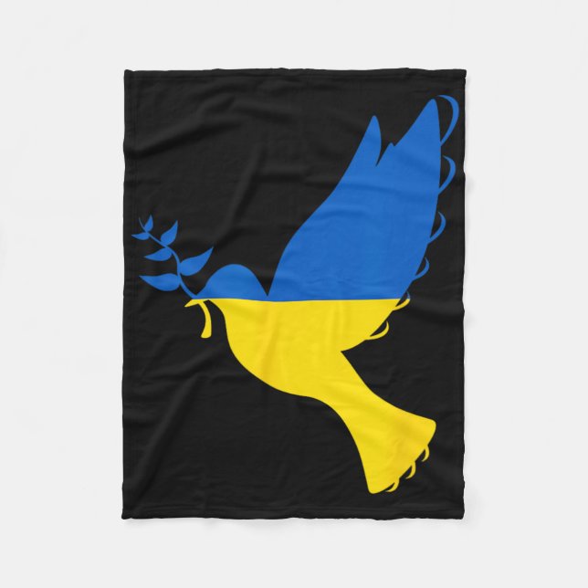 Peace In Ukraine Dove. Stand With Ukraine. Support Fleece Blanket (Front)