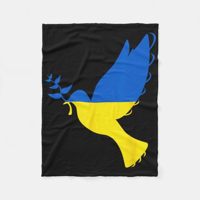 Peace In Ukraine Dove. Stand With Ukraine. Support Fleece Blanket (Front)