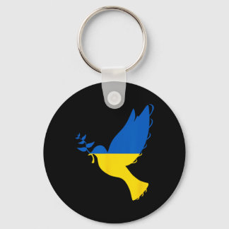 Peace In Ukraine Dove. Stand With Ukraine. Support Key Ring
