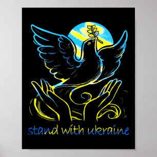 Peace In Ukraine Dove. Stand With Ukraine. Support Poster