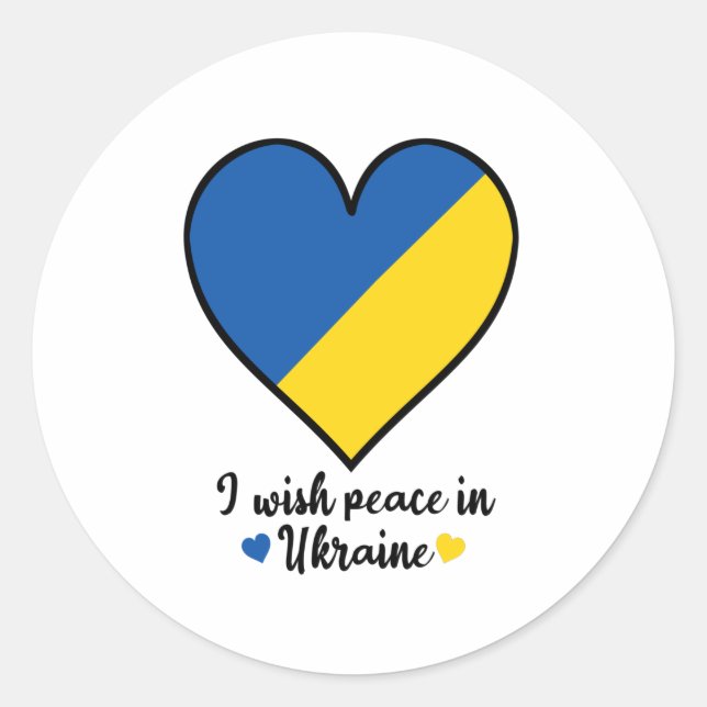 peace in ukraine heart classic round sticker (Front)