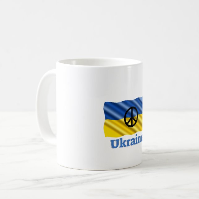 Peace in Ukraine - Peace & Love  Coffee Mug (Front Left)