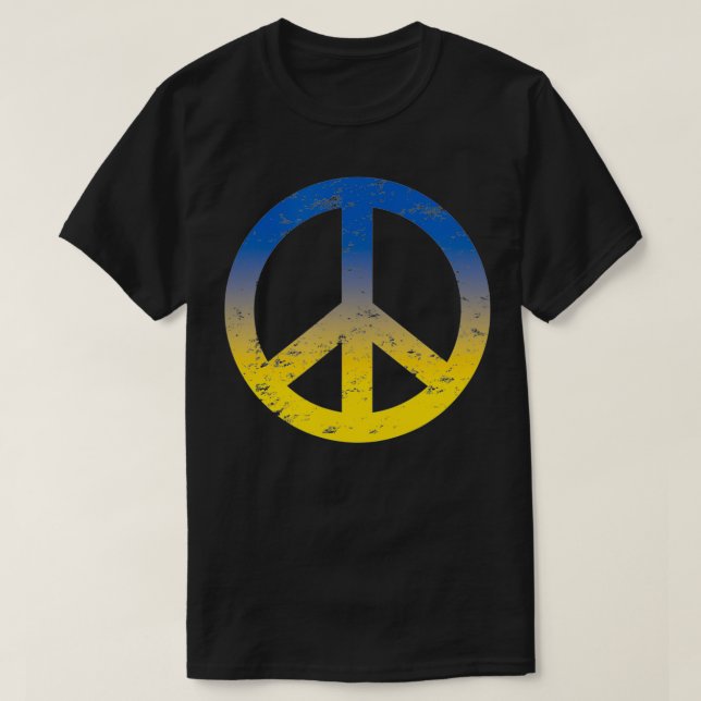 Peace in Ukraine  Peace Symbol in Ukraine Flag Col T-Shirt (Design Front)