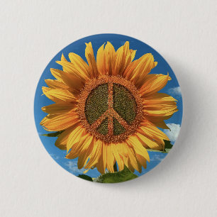 Peace in Ukraine Sunflower Button