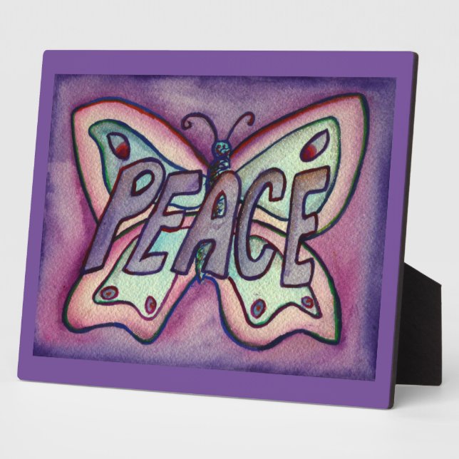 Peace Inspirational Butterfly Painting Gift Plaque (Side)