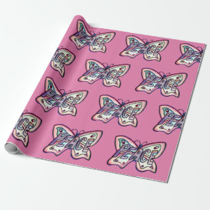 Peace Inspirational Pink Butterfly Wrapping Paper