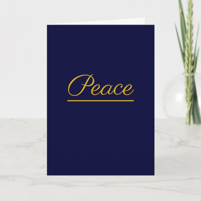 Peace is Good:  Dark Blue Blank Holiday Card (Front)