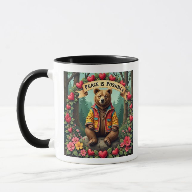 Peace Is Possible Bear and Hearsts Mug (Left)