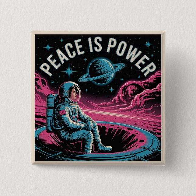 Peace Is Power 15 Cm Square Badge (Front)