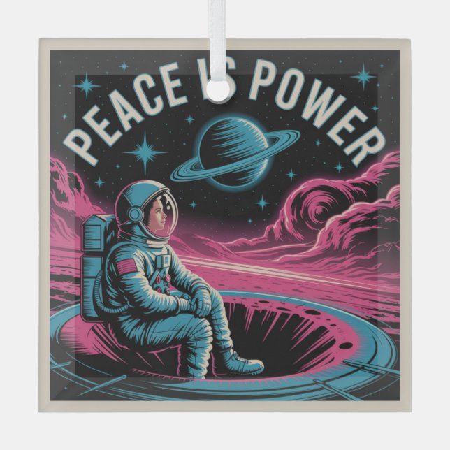 Peace Is Power Glass Tree Decoration (Front)