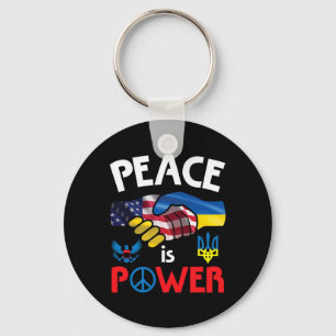 Peace Is Power Handshake Usa Ukraine Unity Togethe Key Ring