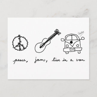 Peace, Jam, Live in a Van Postcard