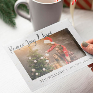 Peace joy And Love  Cute Photo Merry Christmas Holiday Card