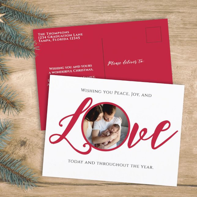 Peace Joy and Love Photo Christmas Card  (Creator Uploaded)