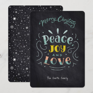 Peace Joy and Love Typography Merry Christmas Holiday Card