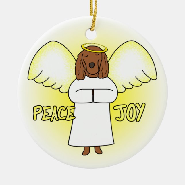 Peace Joy Angel Irish Setter Christmas Ornament (Front)