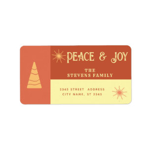 Peace & joy boho cheerful colour block holiday label