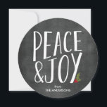 Peace & Joy Chalkboard Round Holiday Card<br><div class="desc">Spread peace and joy with this round chalkboard style holiday card.</div>