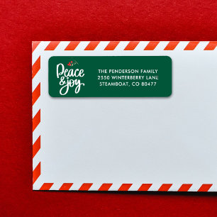 Peace Joy Christmas Holiday Custom Return Address Return Address Label