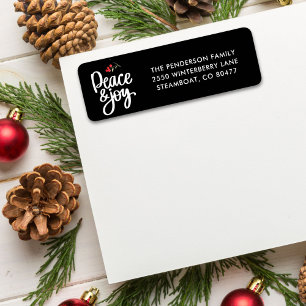 Peace Joy Christmas Holiday Return Address Custom Return Address Label