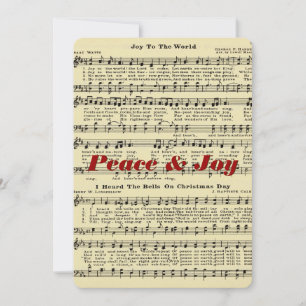 Peace & Joy Christmas Music Greeting Card