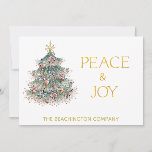 *~* PEACE JOY Corporate Christmas Tree Simple Card (Front)