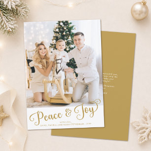 Peace & Joy Elegant Photo Christmas Holiday Card