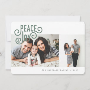 PEACE + JOY(FOREST GREEN) HOLIDAY CARD