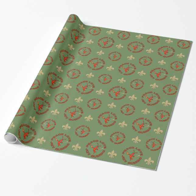 Peace Joy Gumbo Cajun Christmas Wrapping Paper (Unrolled)