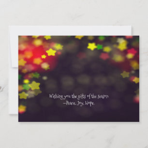 Peace Joy Hope Bokeh Christmas Holiday Card