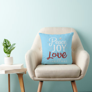 Peace Joy Love and Christmas Festive Holiday Cushion