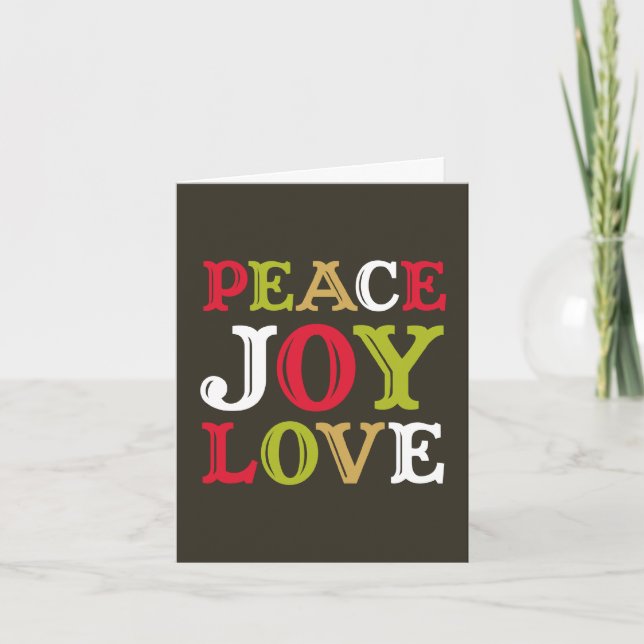 PEACE JOY LOVE block letter corporate custom logo Holiday Card (Front)