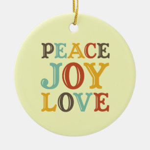 PEACE JOY LOVE block letter holiday keepsake photo Ceramic Ornament