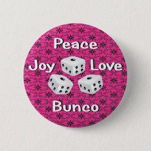 peace,joy,love,bunco 6 cm round badge