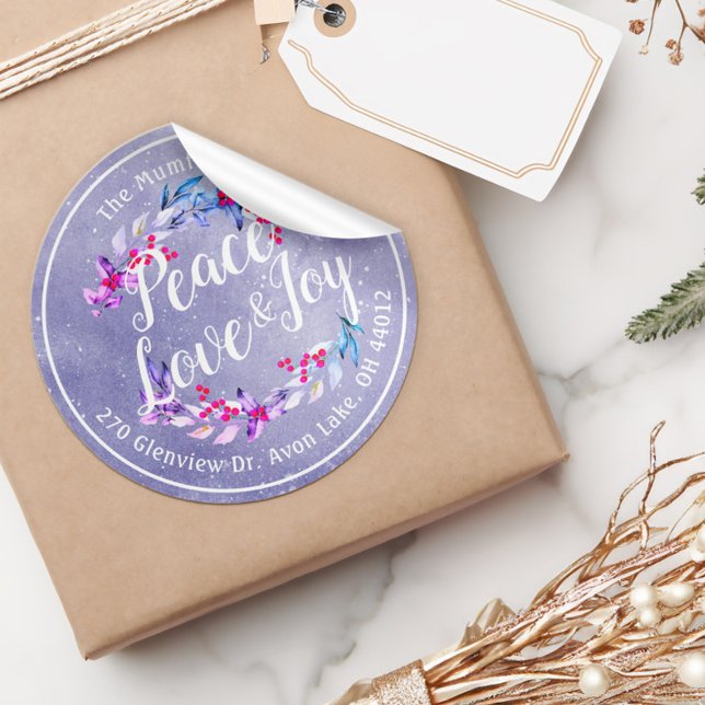 Peace Joy Love Christmas Happy New Year Classic Round Sticker (Creator Uploaded)