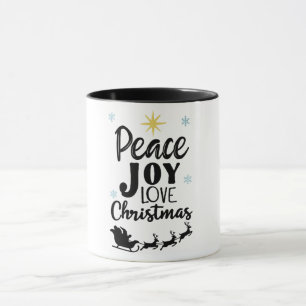 Peace Joy Love Christmas Modern Santa Sleigh Mug