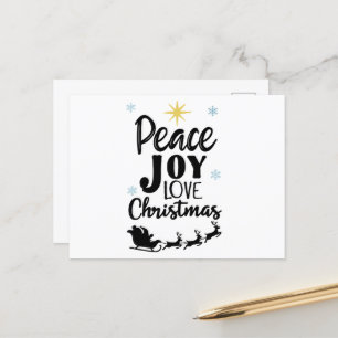 Peace Joy Love Christmas Modern Santa Sleigh Postcard