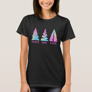 Peace Joy Love Christmas Tree Customisable Text T- T-Shirt