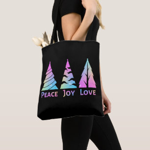 Peace Joy Love Christmas Trees Tote Bag